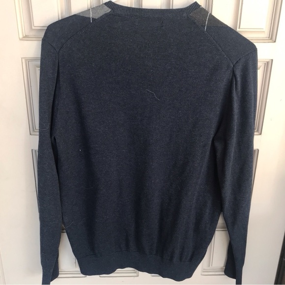 Claiborne Ladies Argyle Sweater Gray SzM Long Sleeves 100% Cotton - Picture 6 of 7